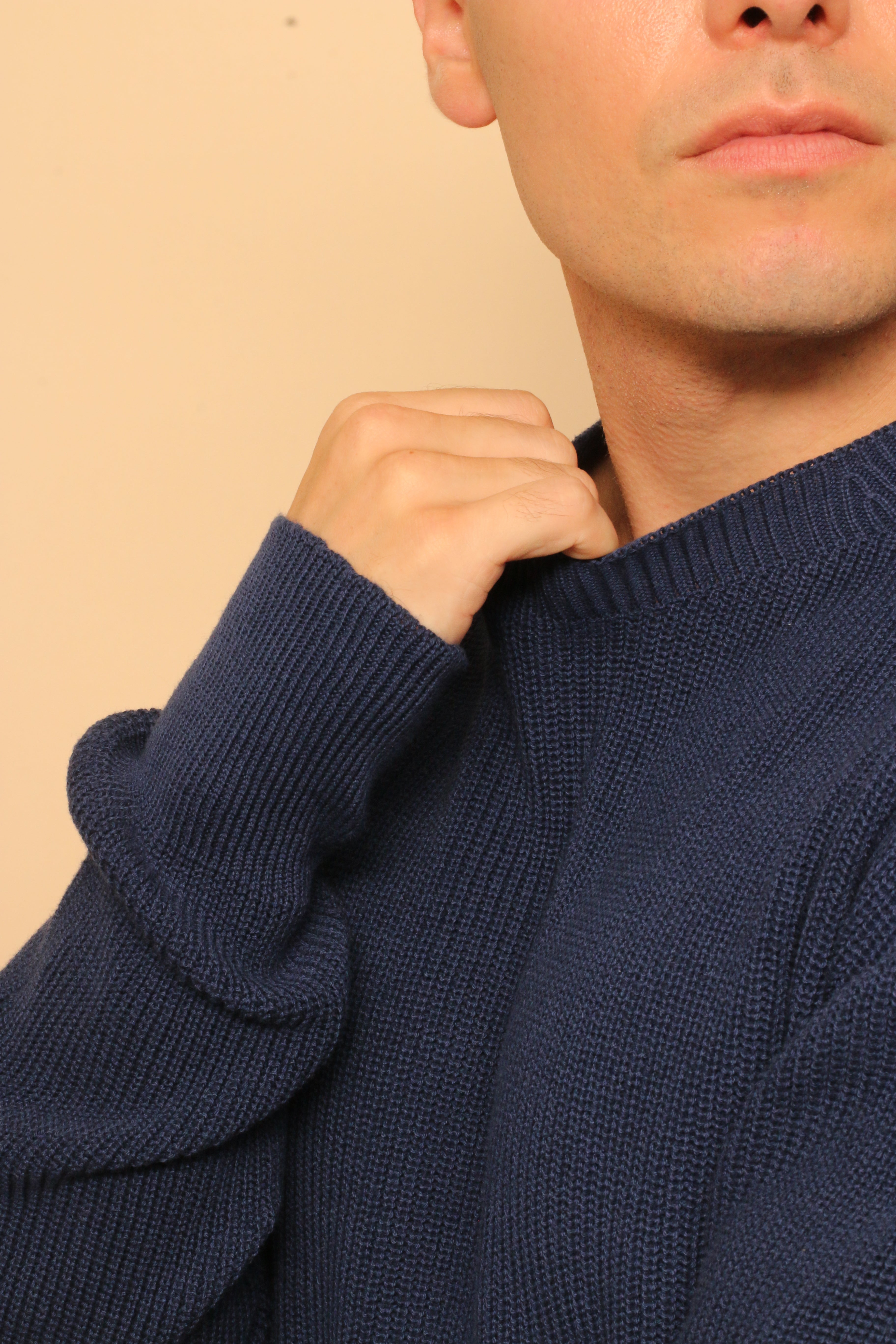 Allergy-Free Close Neck Knitted Sweatshirt