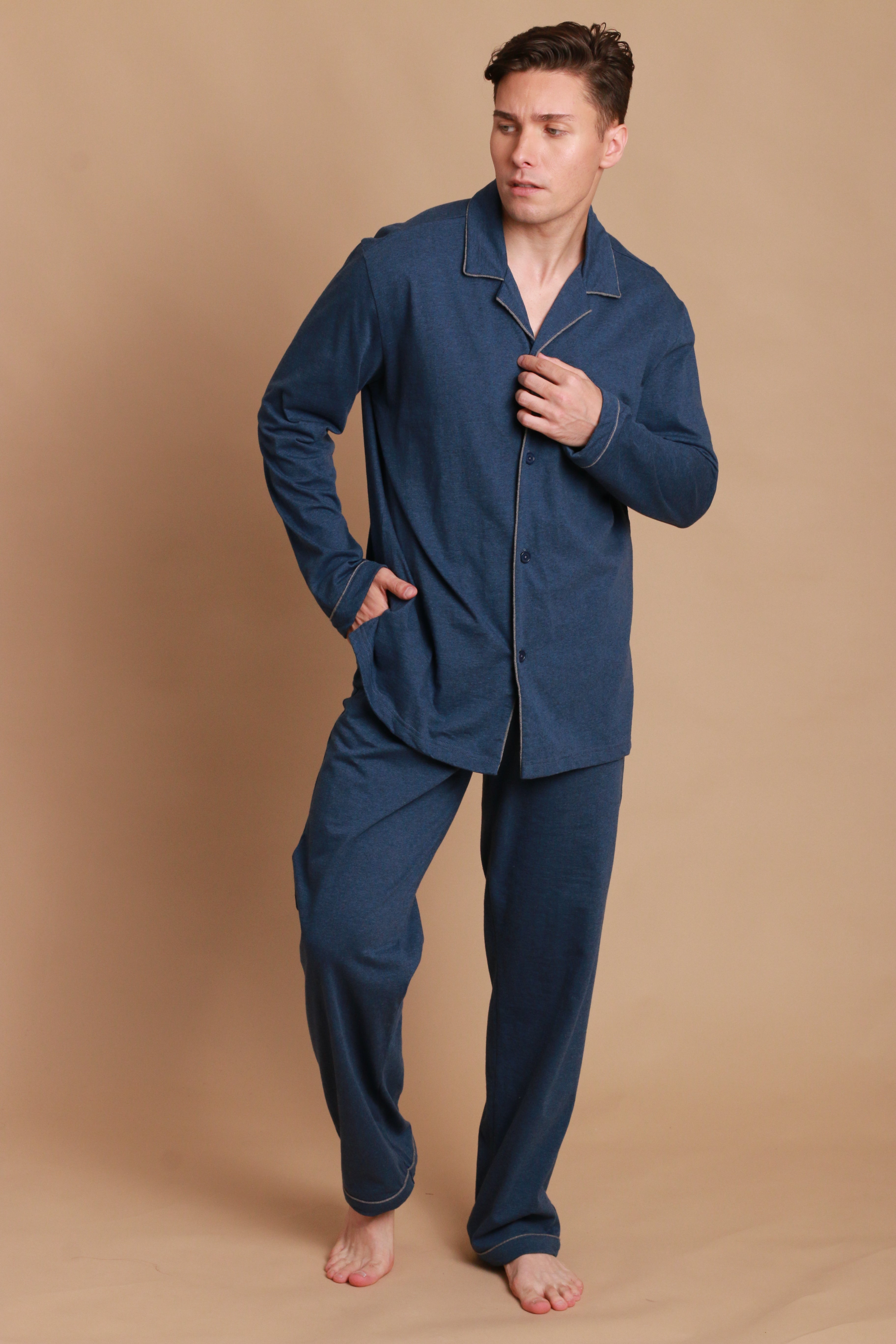 Allergy-Free Organic Cotton Pajama Pants (Unisex  Melange Blue) –  Cottonique - Allergy-free Apparel
