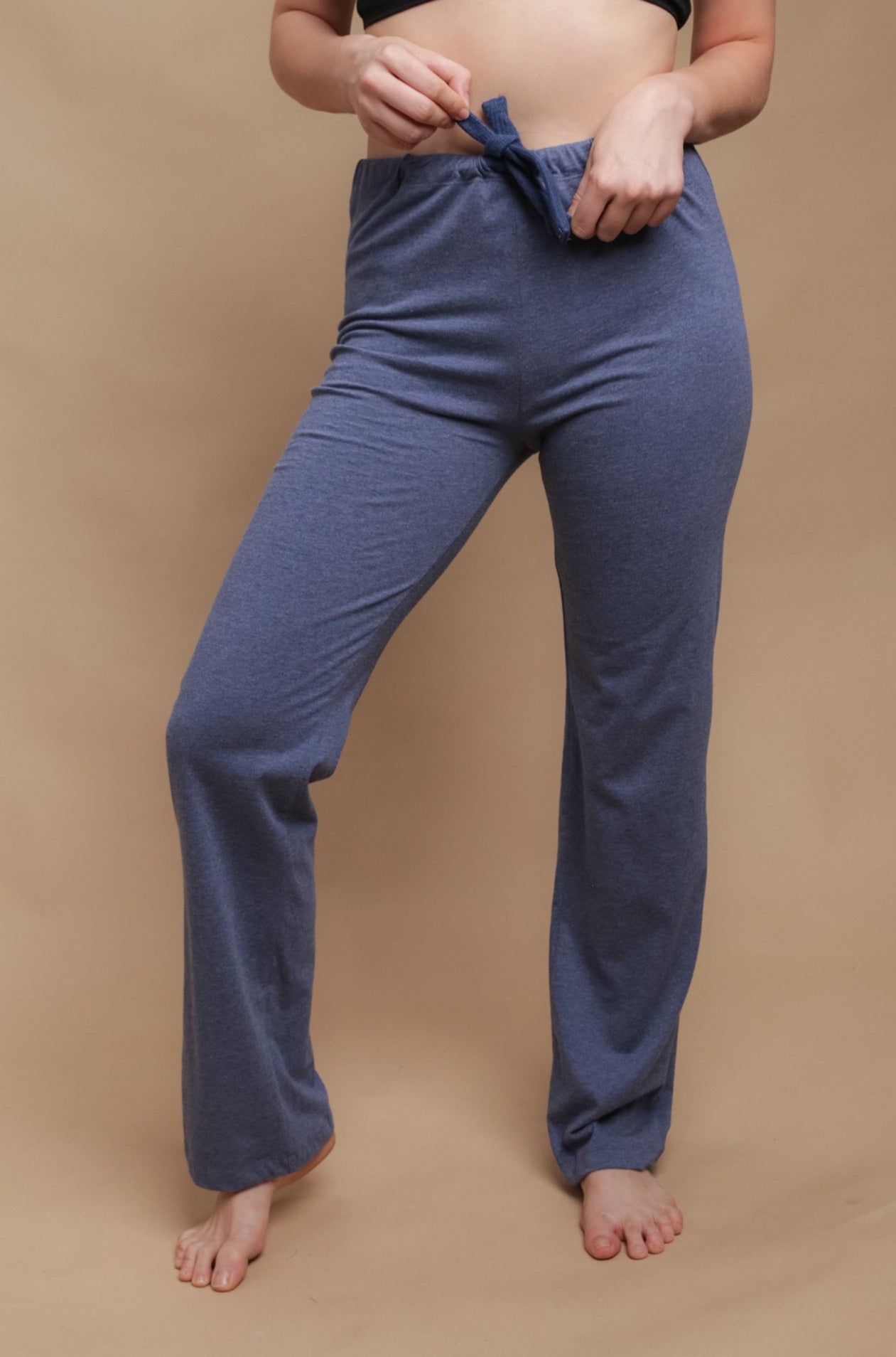 Organic Cotton Women's Drawstring Lounge Pants ( Melange Blue
