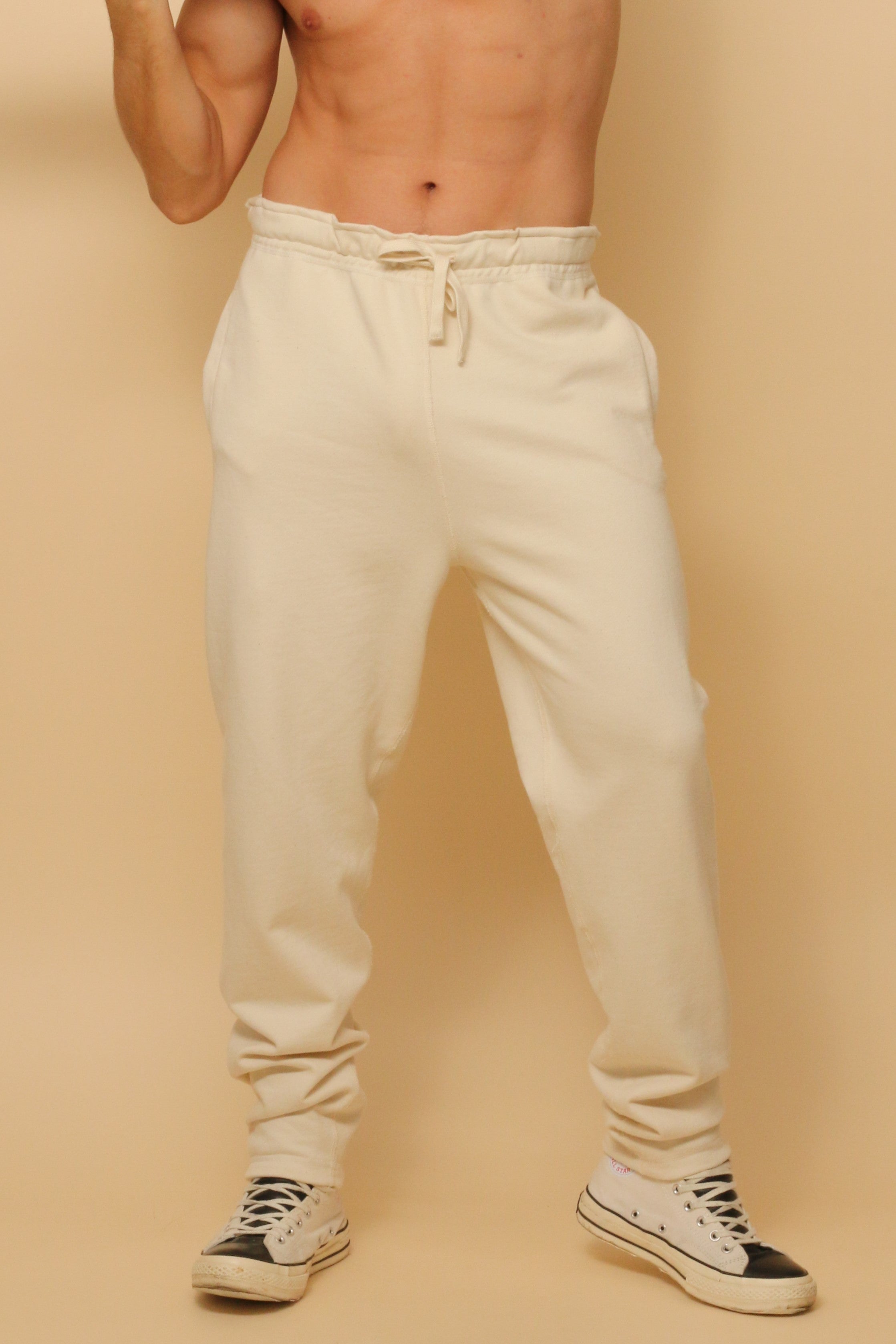Men's Allergy-Free French Terry Elasticized Jogger Sweatpants with Drawstrings