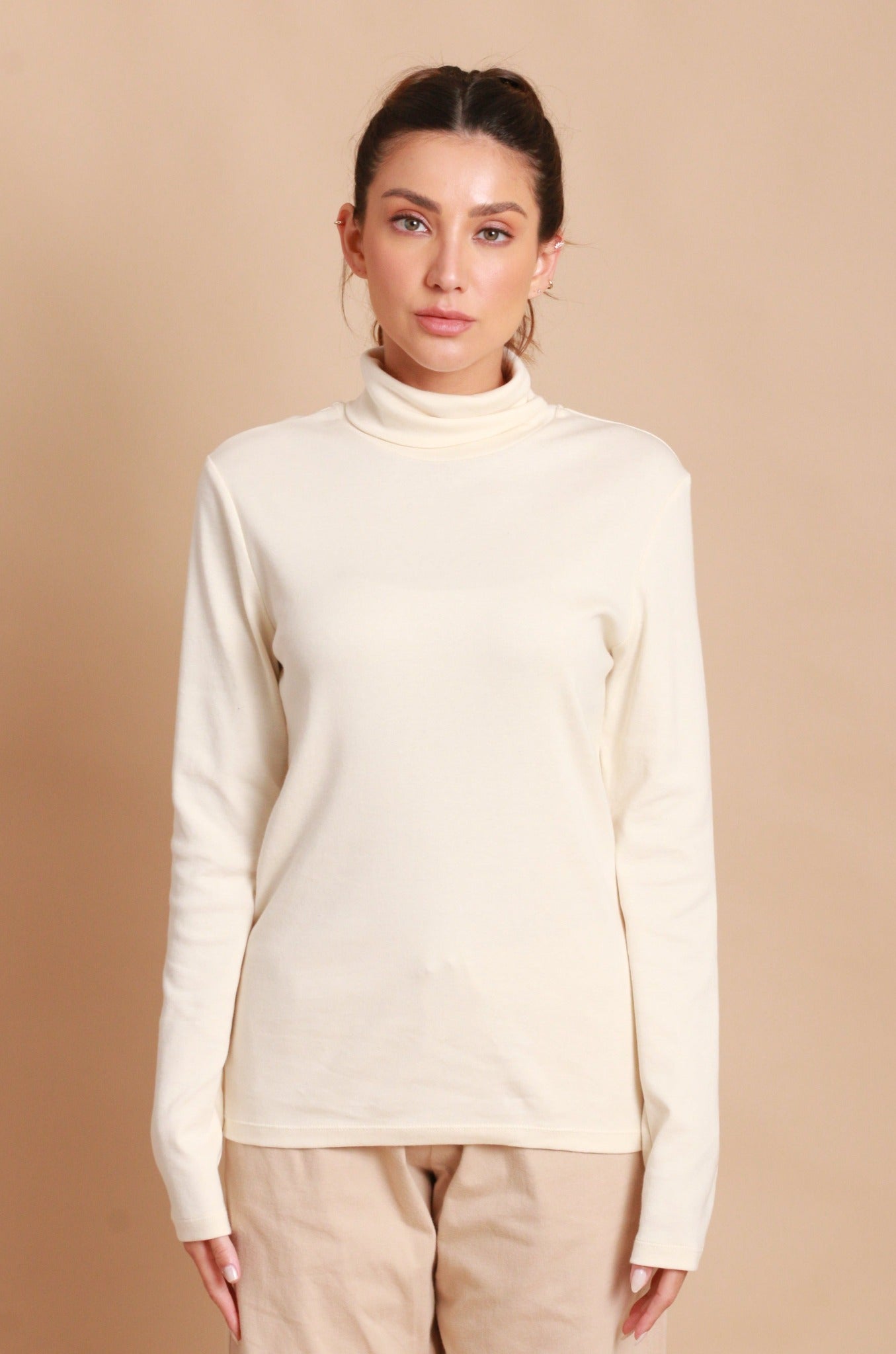Organic Cotton Women's Turtleneck Long Sleeve Shirt ( Natural ) –  Cottonique - Allergy-free Apparel