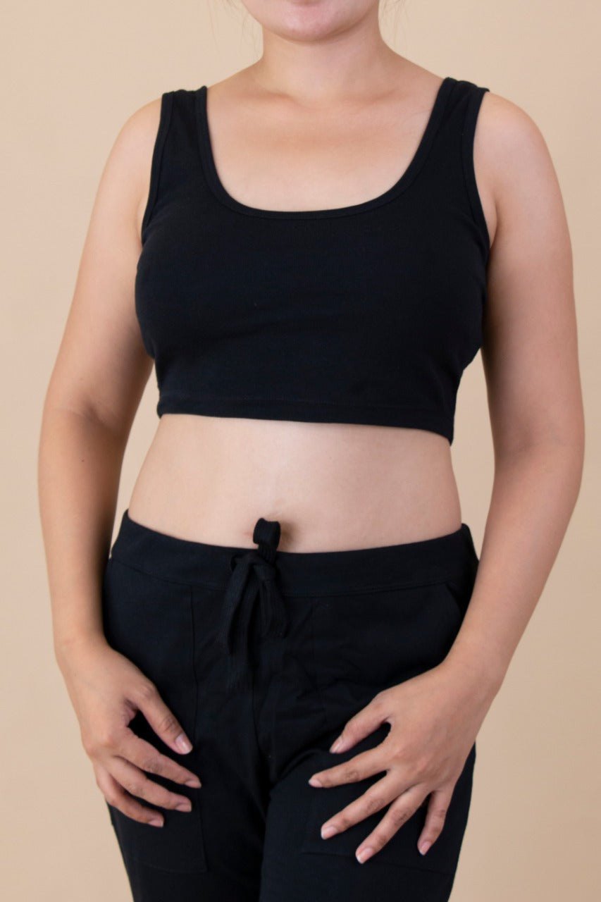 Cottonique Women's Hypoallergenic Slimfit Pullover Bra Made from 100%  Organic Cotton (7, Black)